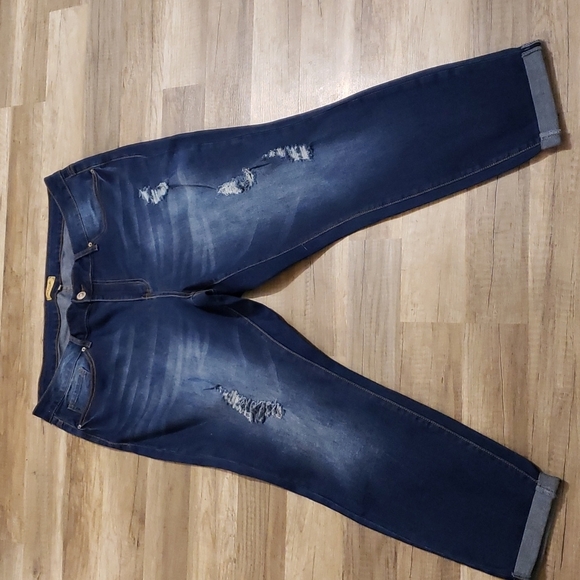 RAW 7 LADIES PLUS SZ 20 DISTRESSED CROPPED ANKLE JEANS - Picture 3 of 13